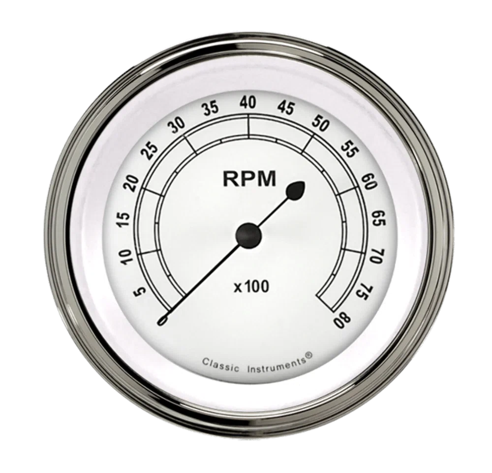 Classic White 3 3_8_ Tachometer CW80SLF